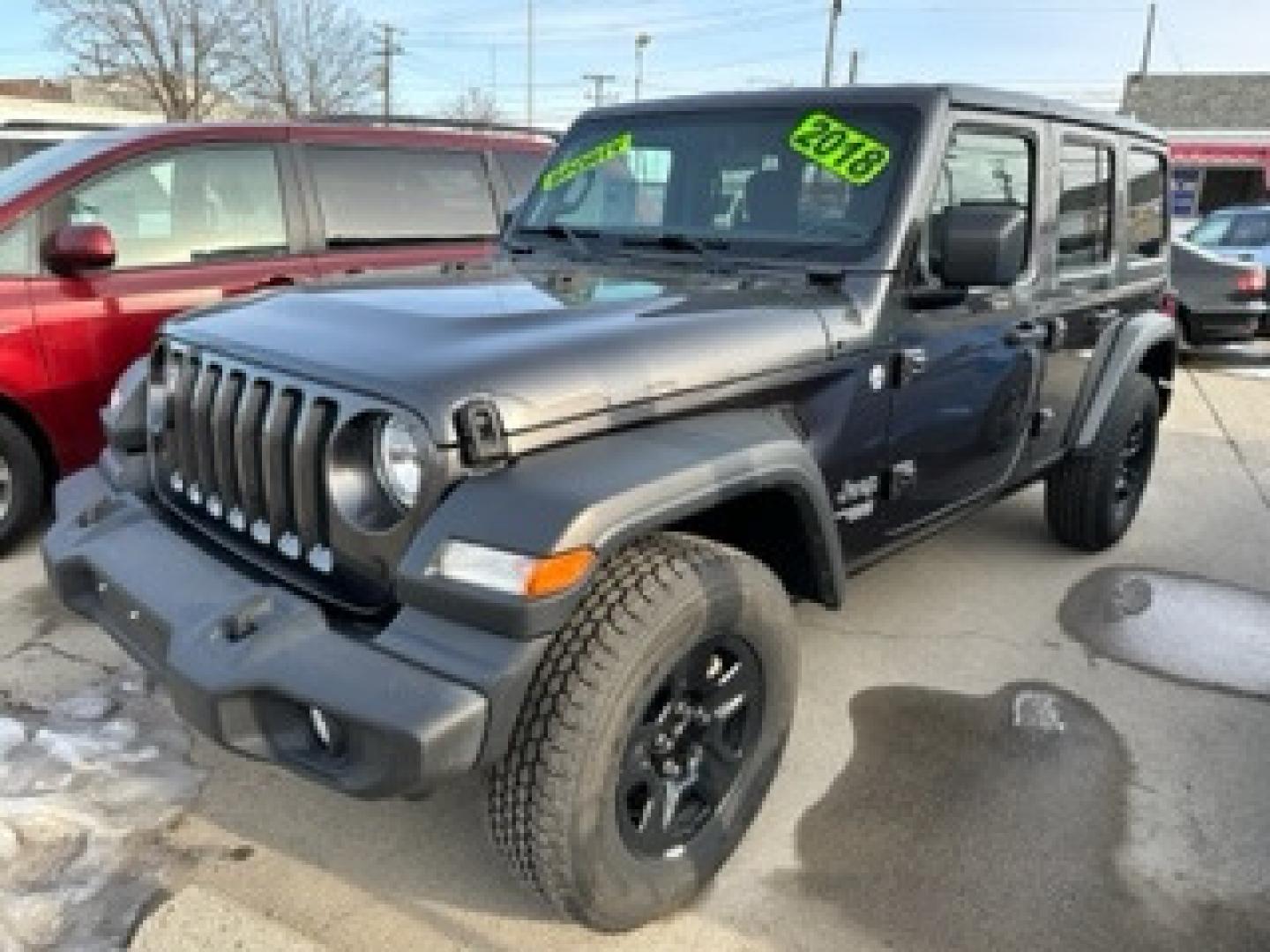 2018 SILVER Jeep Wrangler JK Unlimited Sport (1C4HJXDG8JW) with an 3.6L V6 DOHC 24V FFV engine, 6A transmission, located at 3200 1st Avenue North, Billings, MT, 59101, (406) 245-9055, 45.779270, -108.510742 - Super Sharp Jeep Unlimited Sport 4 door Hardtop! Automatic, 6 Cylinder Engine, Air Conditioning, Sport Package, Rear Mounted Spare Tire, Tow Package, One Owner and Much More! CarFax Dealer. Auto Brokers of Montana/AA&A Auto Rental/Fox Car Rental Billings - Photo#2