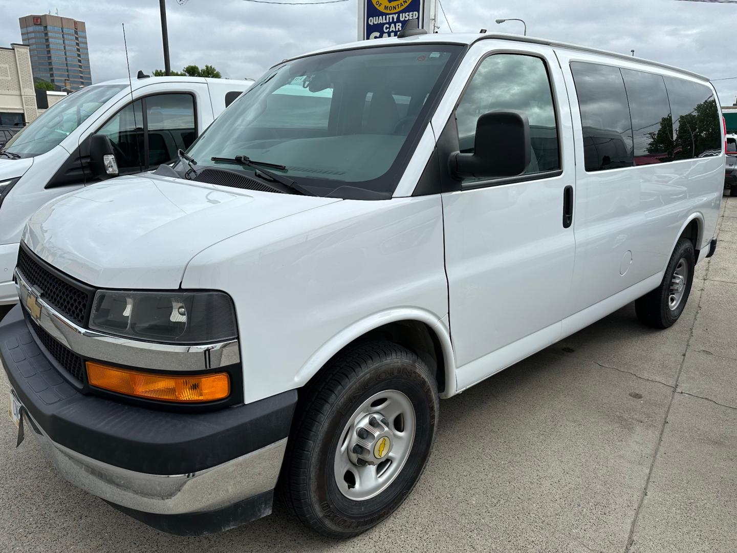 2019 White Chevrolet Express LT 2500 (1GAWGFFG2K1) with an 6.0L V8 OHV 16V FFV engine, 6A transmission, located at 3200 1st Avenue North, Billings, MT, 59101, (406) 245-9055, 45.779270, -108.510742 - This is One of Our Off-Lease 12 Passenger Vans Available for Sale. Tilt Steering, Cruise Control, Front & Rear Air Conditioning, Power Windows, Power Door Locks and Only 46,000 Miles. Auto Brokers of Montana/AA&A Auto Rental/Fox Car Rental Billings - Photo#0