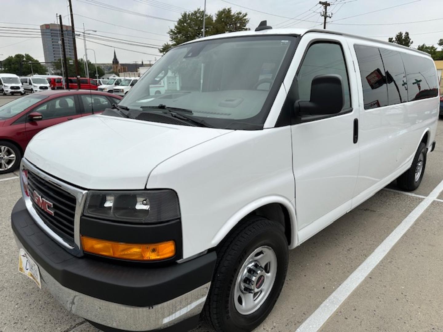 2020 White /Beige Cloth GMC Savana LT 3500 Ext. (1GJZ7PFG8L1) with an 6.0L V8 OHV 16V FFV engine, 6A transmission, located at 3200 1st Avenue North, Billings, MT, 59101, (406) 245-9055, 45.779270, -108.510742 - Super Hard to Find! One of Our 15 Passenger Vans that Just Came Off-Lease with Low Mileage, Power Windows, Power Door Locks, Rear Air Conditioning, Rear Heat, Tilt Steering Column, Cruise Control, Has a Tow Hitch, 6.0 Liter V8 and Only 47,000 Miles! CarFax Dealer. Auto Brokers of Montana/AA&A Aut - Photo#1