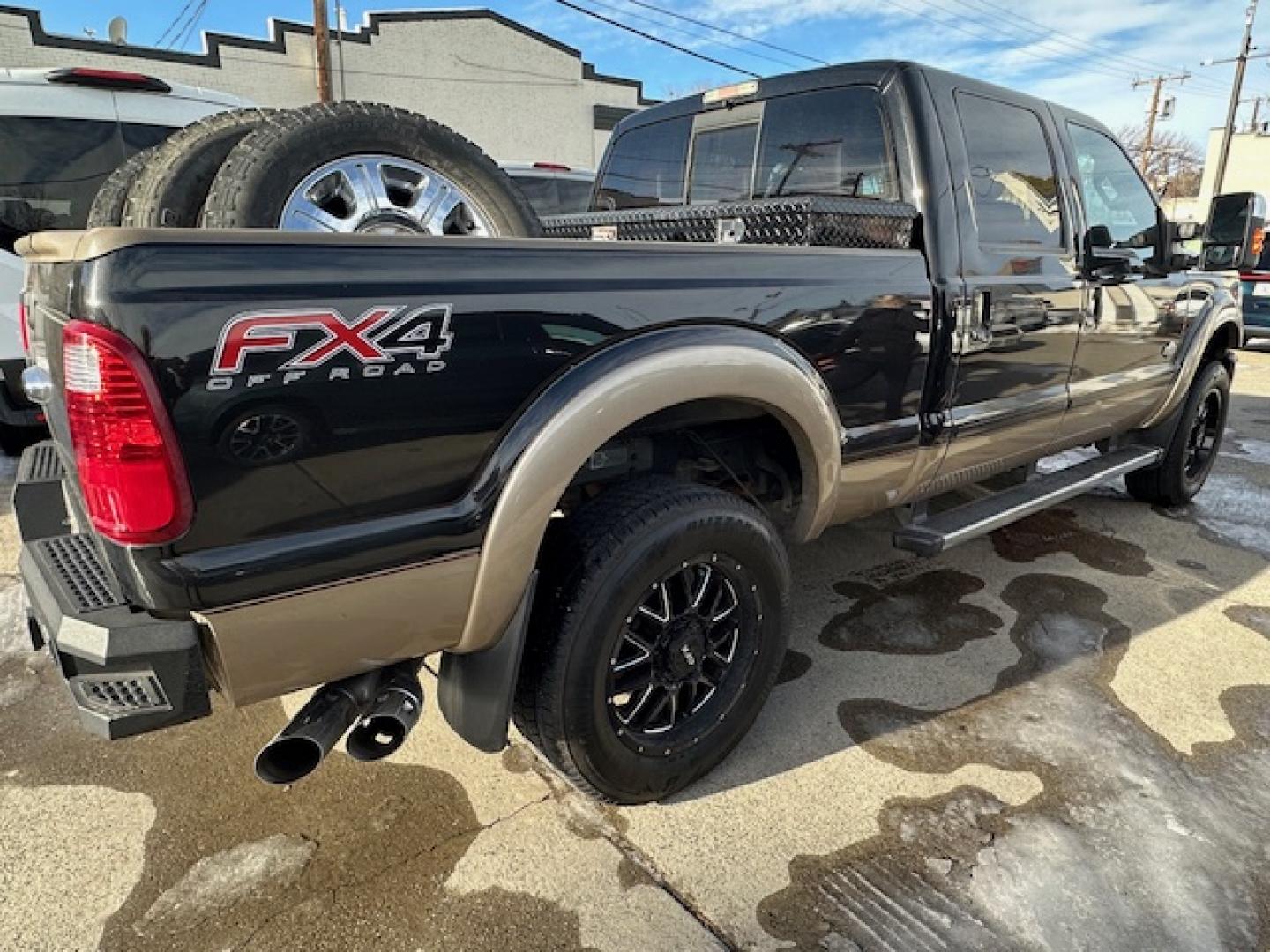 2014 Black /King Ranch Custom Interior Ford F-350 SD King Ranch Crew Cab 4WD (1FT8W3BT1EE) with an 6.7L V8 OHV 16V DIESEL engine, 6-Speed Automatic transmission, located at 3200 1st Avenue North, Billings, MT, 59101, (406) 245-9055, 45.779270, -108.510742 - Super Sharp Ford F350 Super Duty Crew Cab. Local Trade-In, Low Mileage, 6.7-16 Valve Diesel Power, Dual Power Seats, Power Windows, Power Door Locks, Automatic Transmission, Tow Package, Bed Liner, Running Boards, Recessible Ball Hitch, Lockable Tailgate, Blizzak Tires, Extra Set of Wheels & Tires f - Photo#3